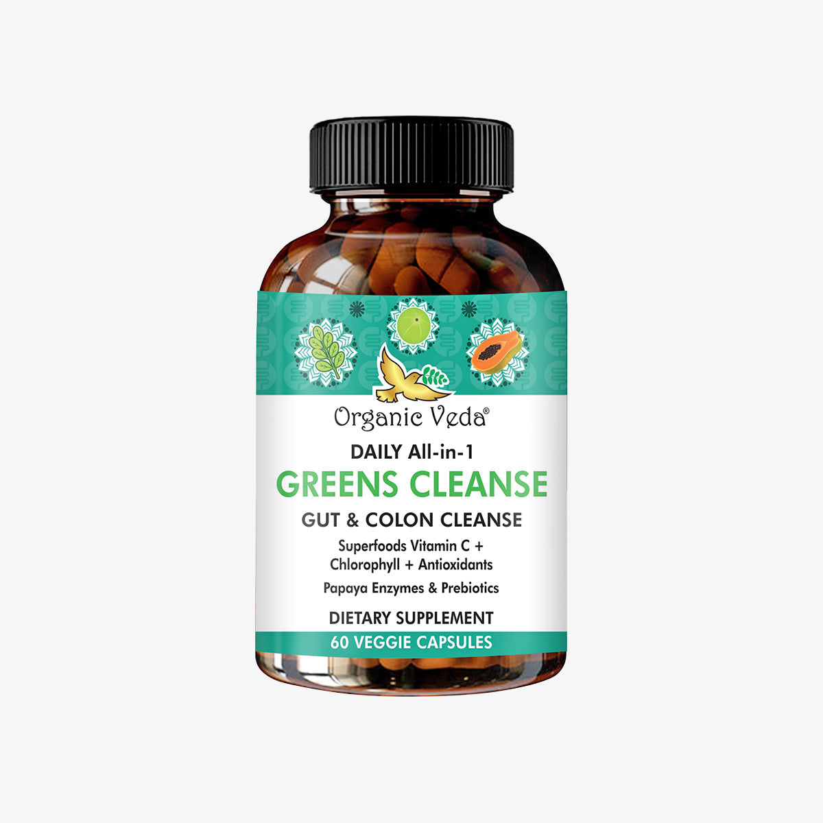 Greens Cleanse - Gut & Colon Cleanse Capsules OrganicVeda