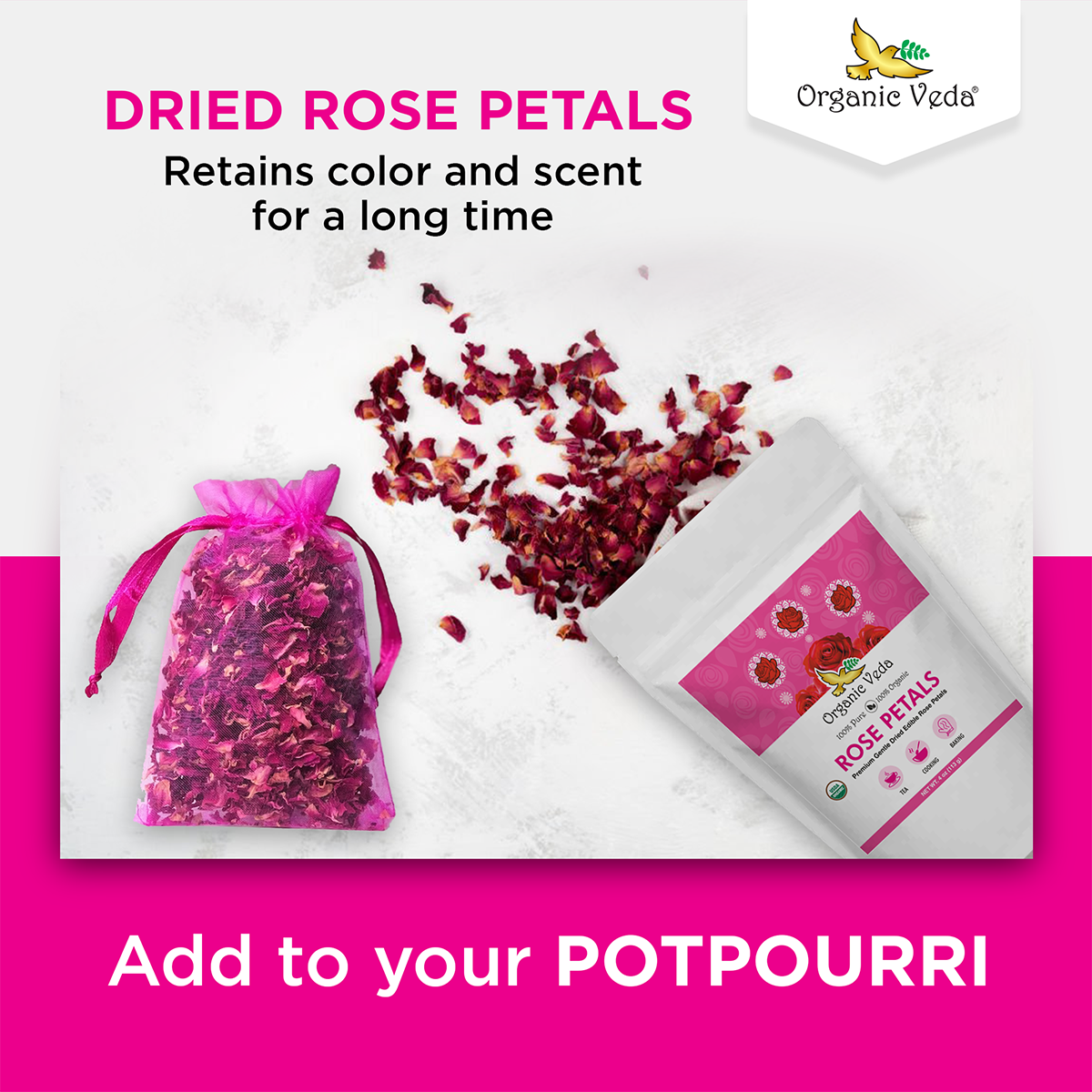 Rose Petals Dried OrganicVeda