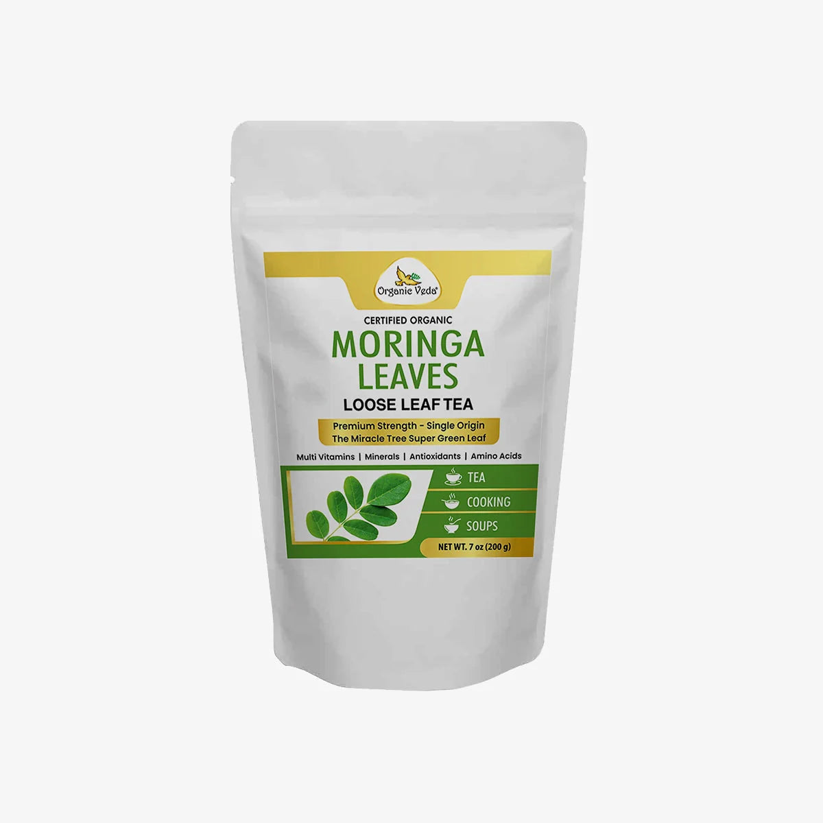 Moringa Loose Leaf Tea (Dried Leaves) OrganicVeda USA