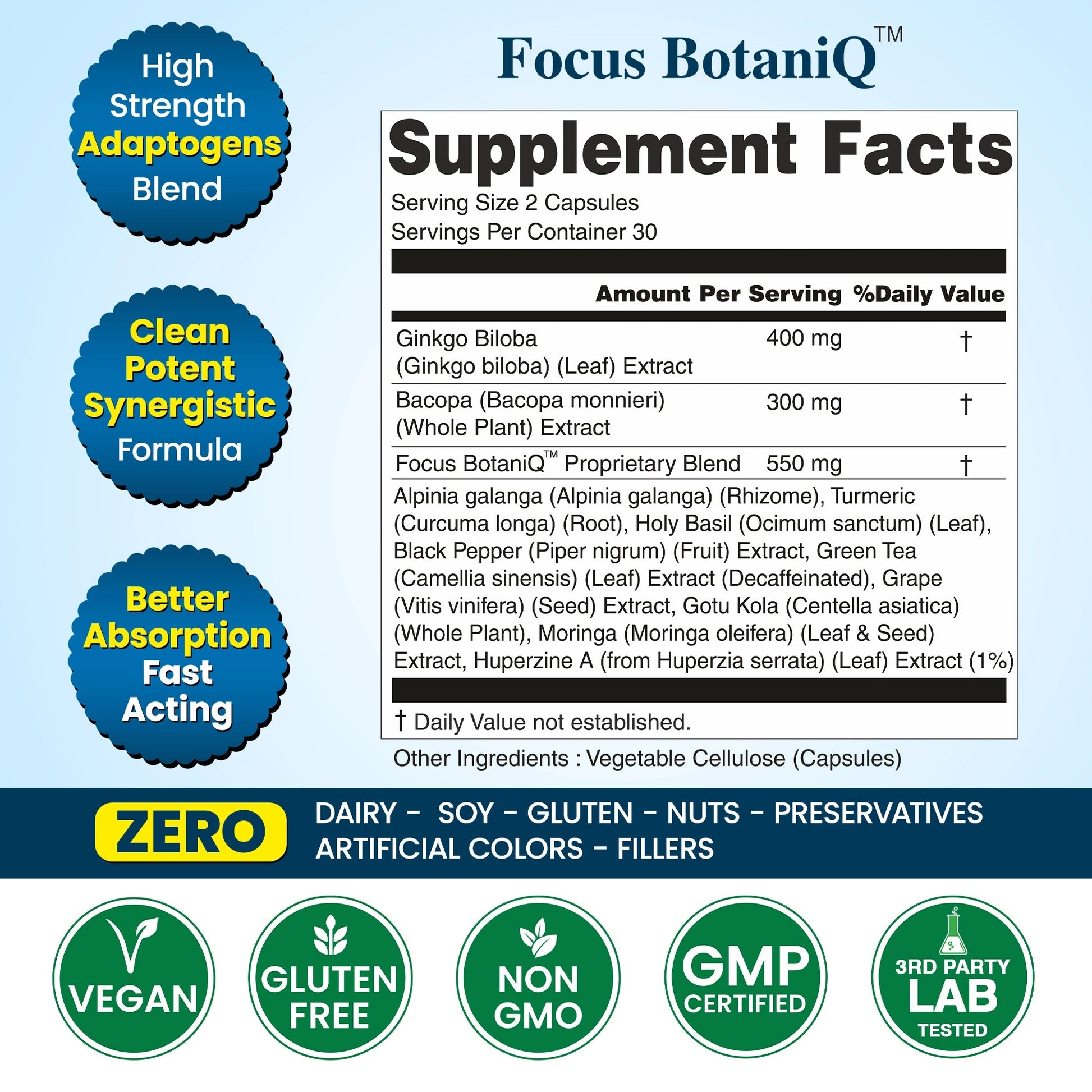 Ginkgo Biloba Turmeric Bacopa Capsules OrganicVeda USA