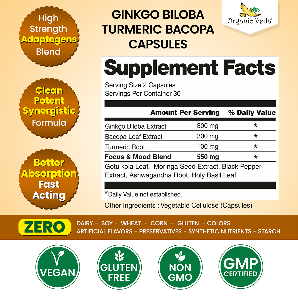 Ginkgo Biloba Turmeric Bacopa Capsules