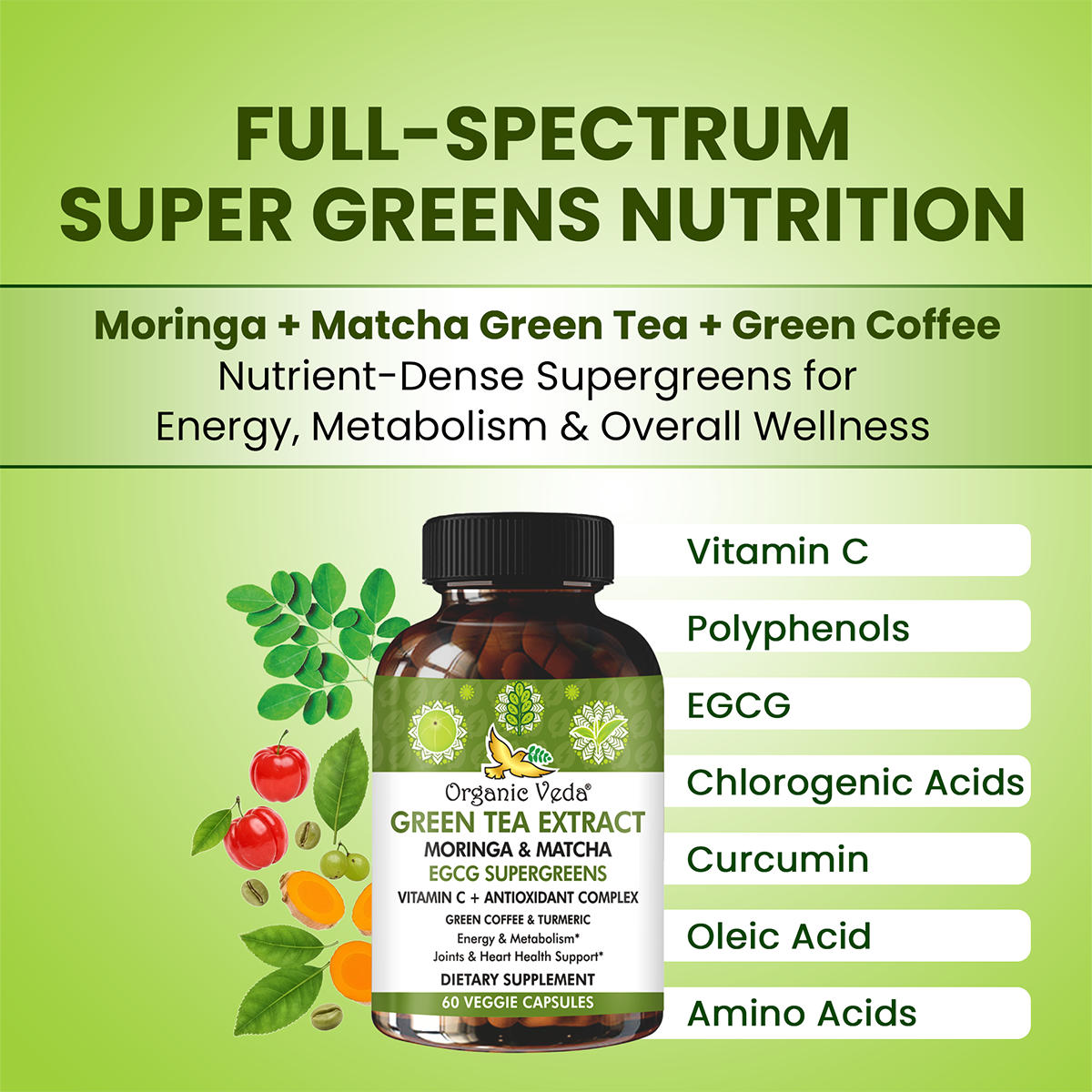 Green Tea Extract Moringa Matcha Capsules