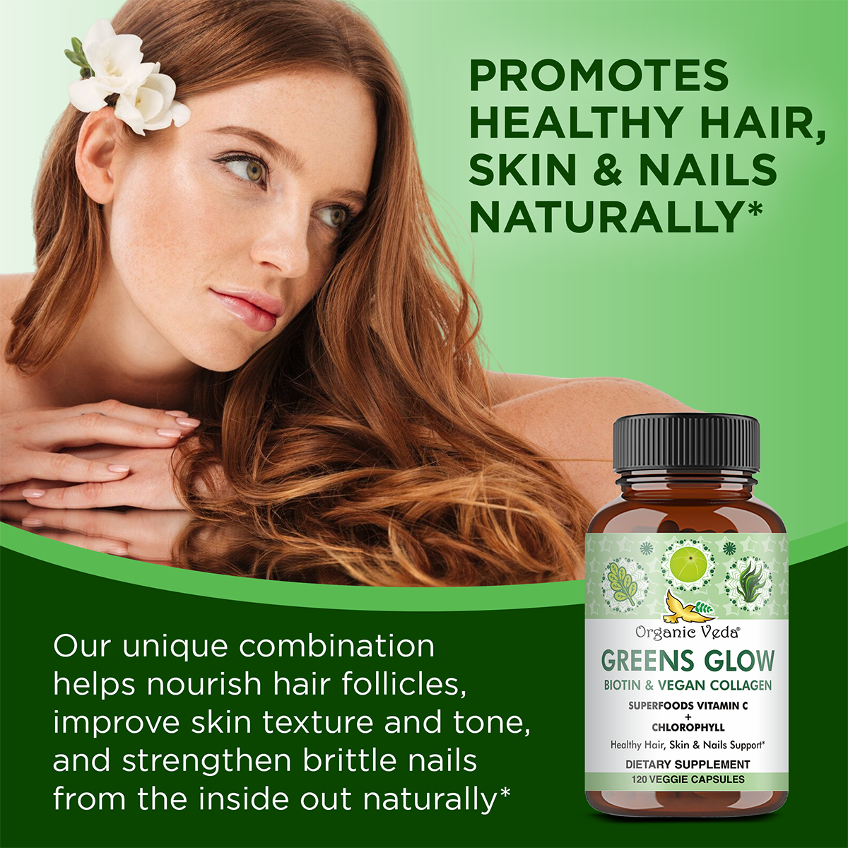 Greens Glow Biotin & Vegan Collagen Capsules