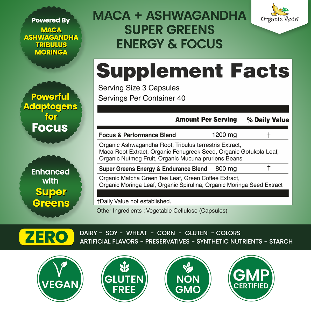 Maca + Ashwagandha Super Greens Energy & Focus
