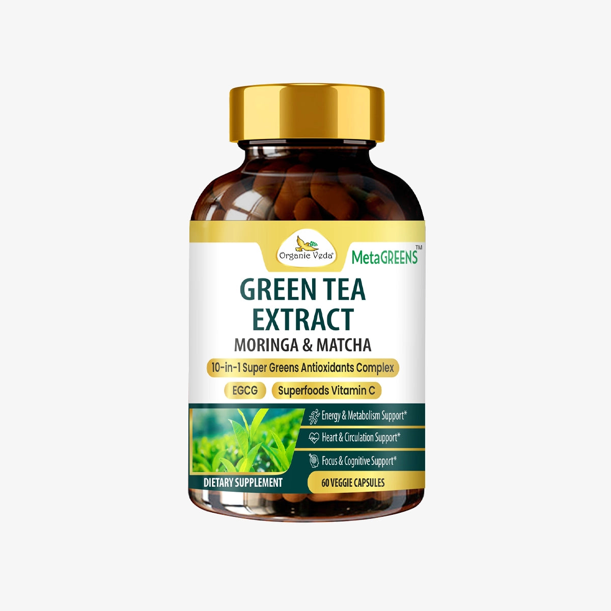 Green Tea Extract Moringa Matcha Capsules OrganicVeda USA