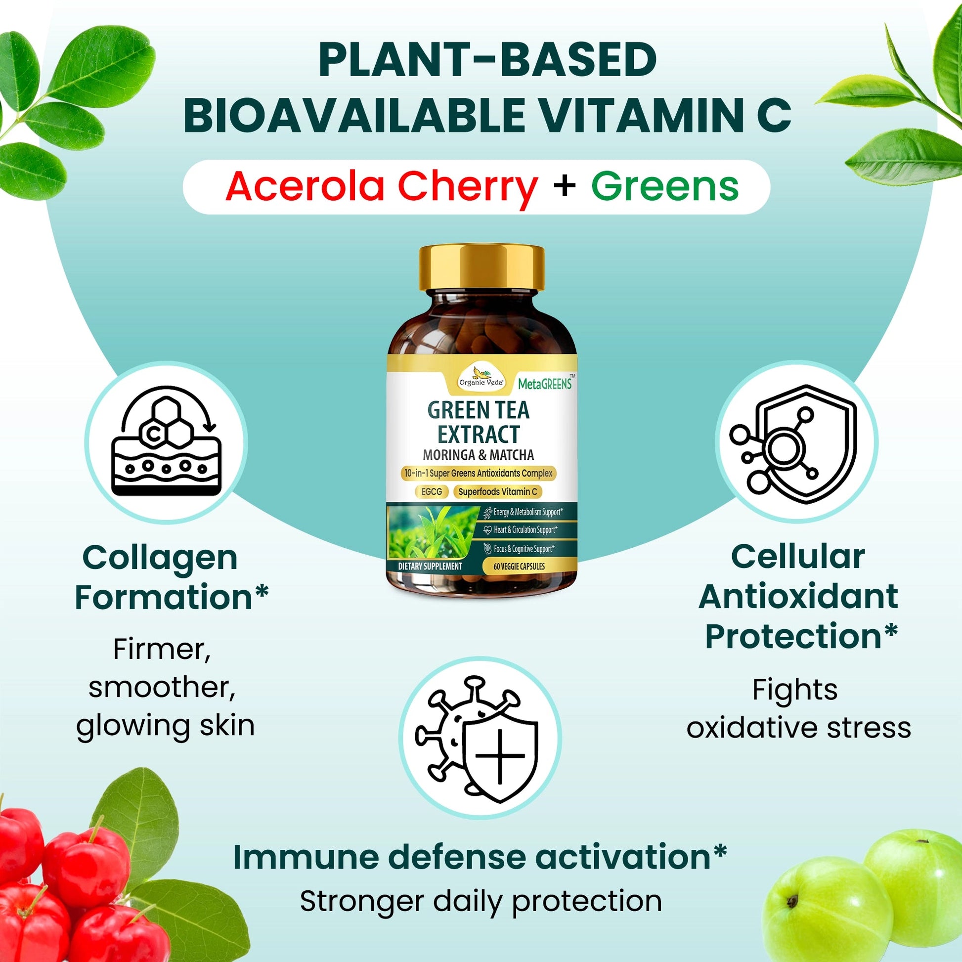 Green Tea Extract Moringa Matcha Capsules OrganicVeda USA