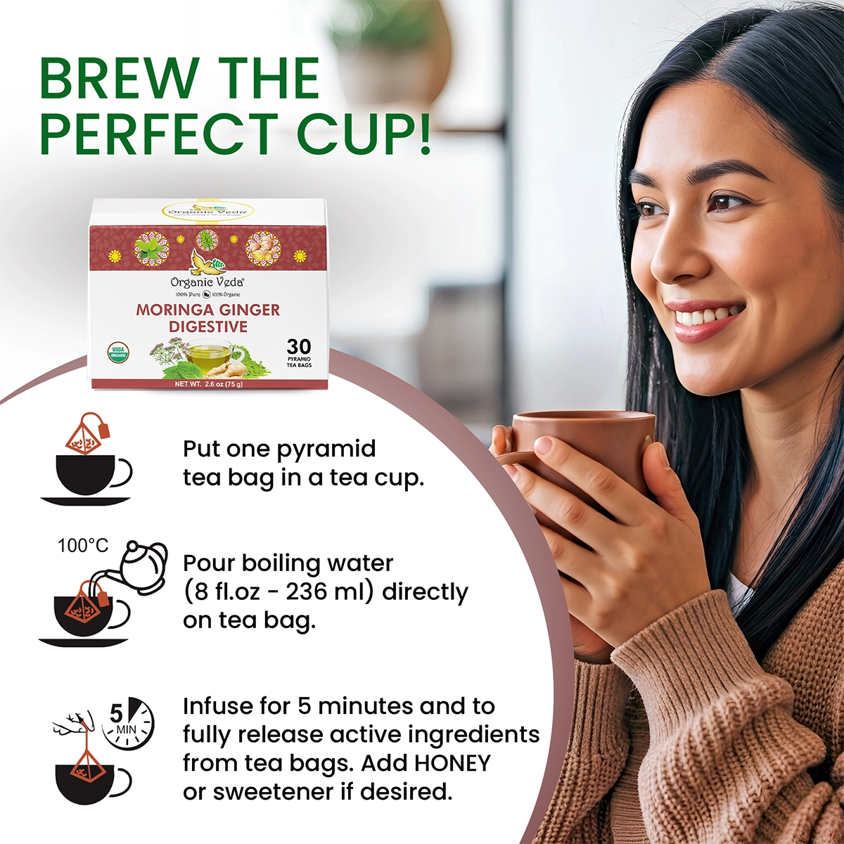 Moringa Ginger Digestive Tea Bags