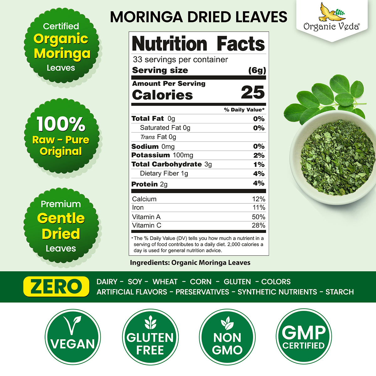 Moringa Loose Leaf Tea (Dried Leaves)