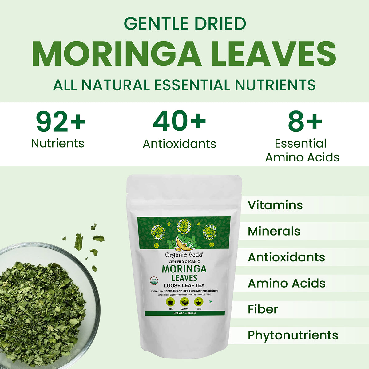 Moringa Loose Leaf Tea (Dried Leaves)
