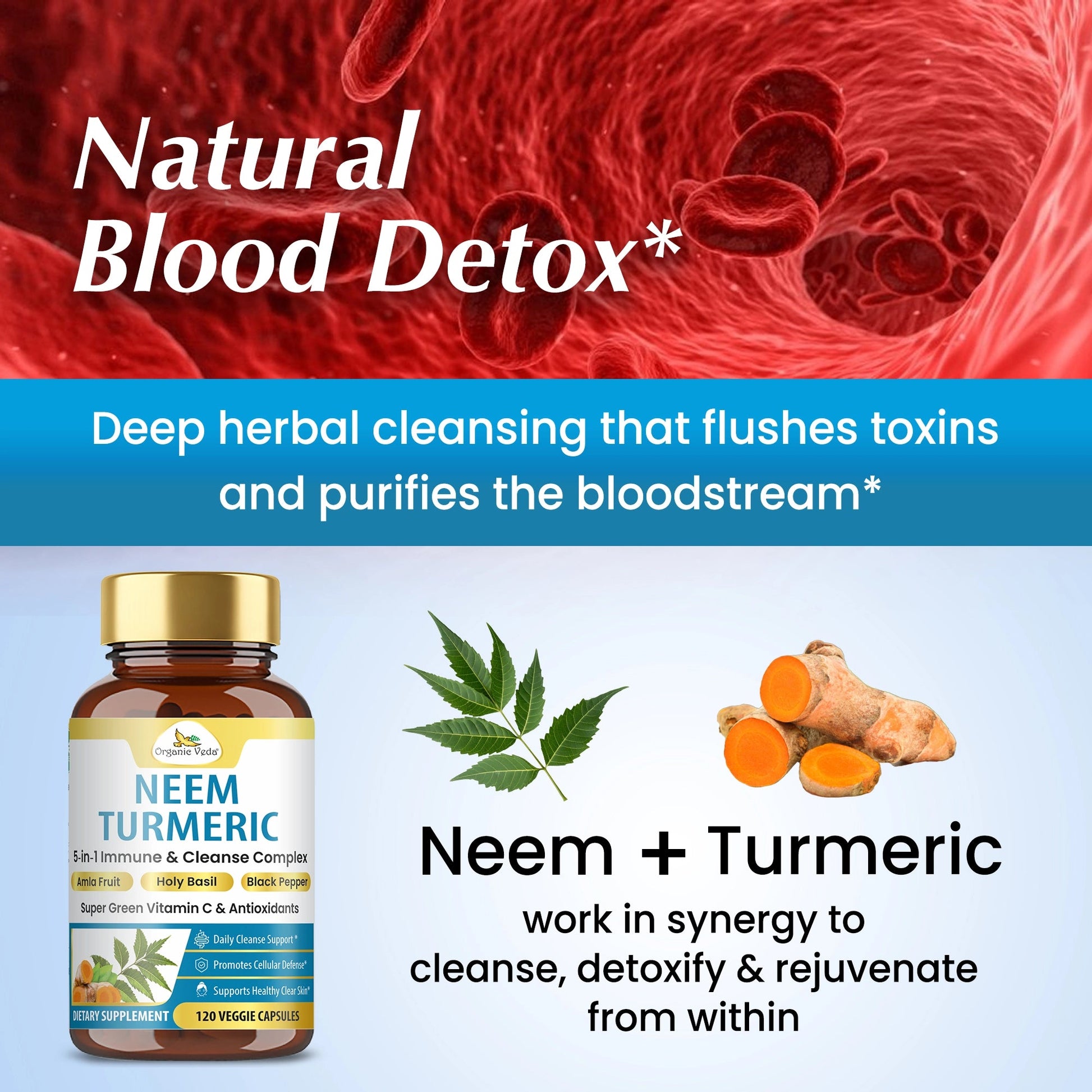 Neem & Turmeric Immune Support Capsules OrganicVeda USA