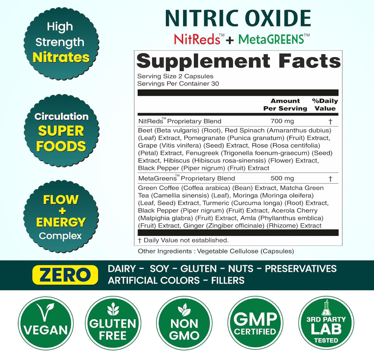 NitReds Super Greens & Nitric Oxide Support OrganicVeda USA