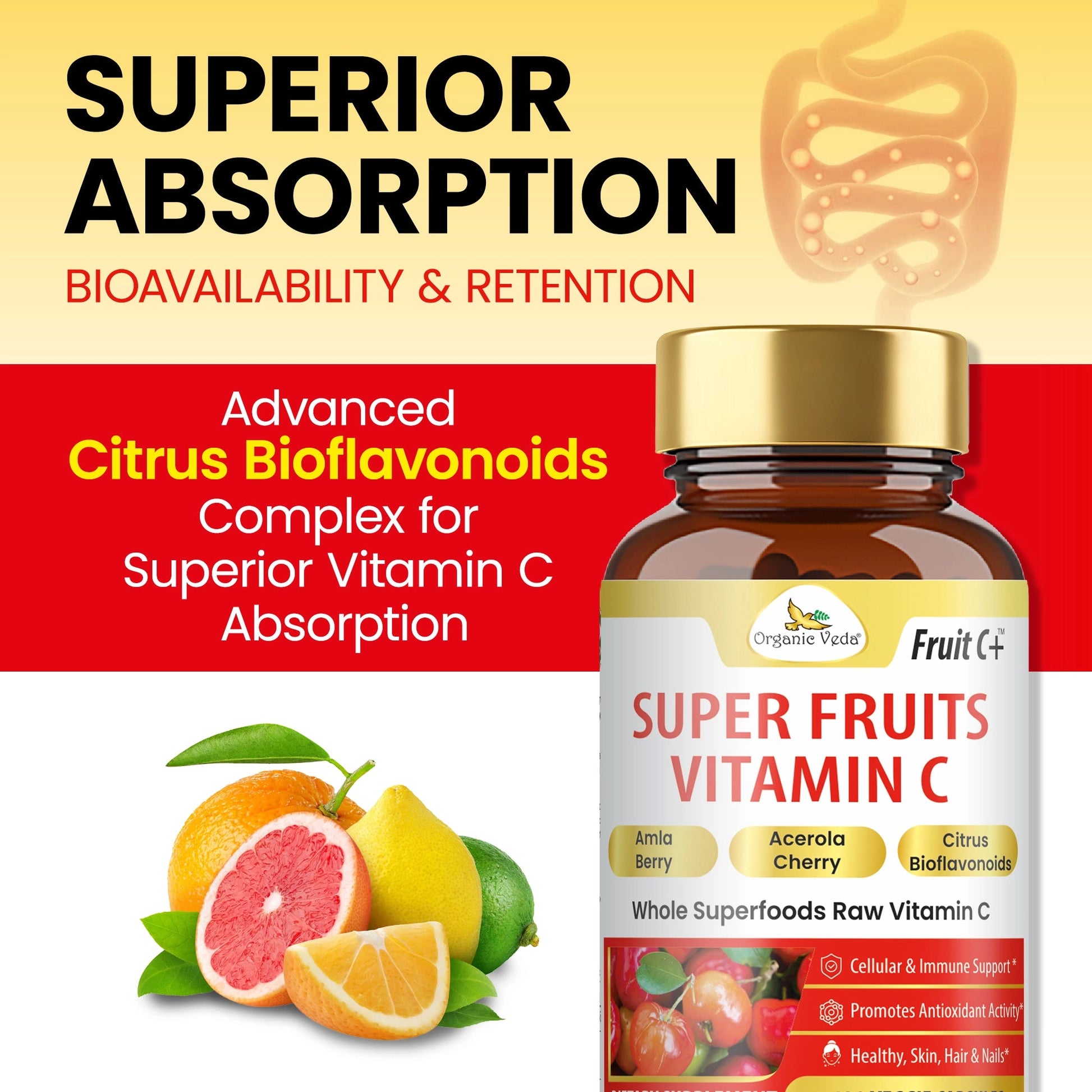 Acerola and Amla Vitamin C Capsules OrganicVeda USA