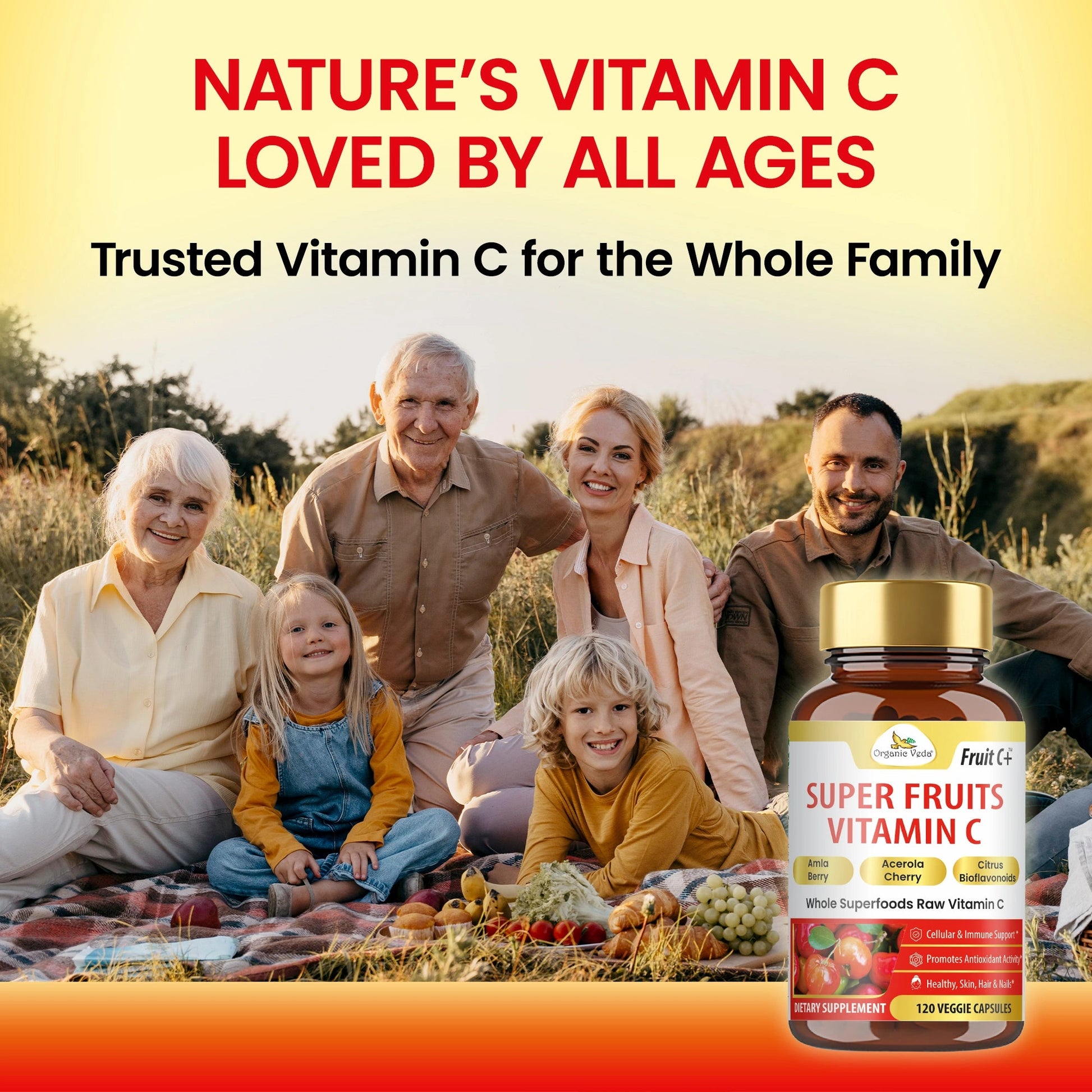 Acerola and Amla Vitamin C Capsules OrganicVeda USA