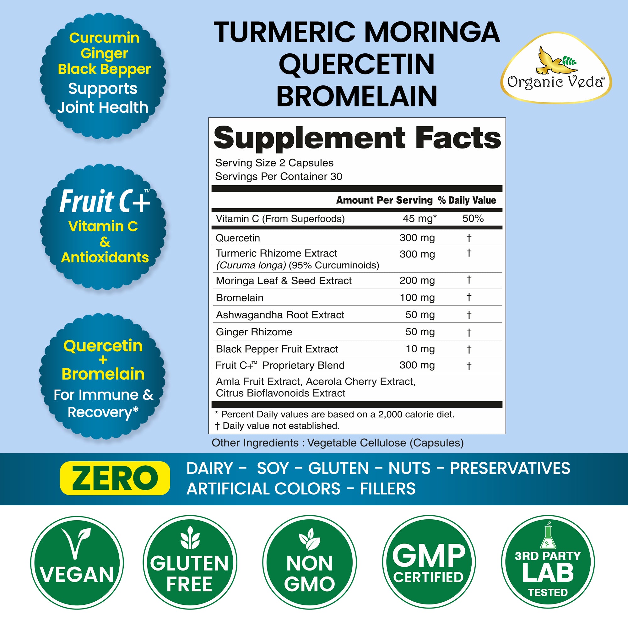 Turmeric Moringa Quercetin Bromelain  Capsules