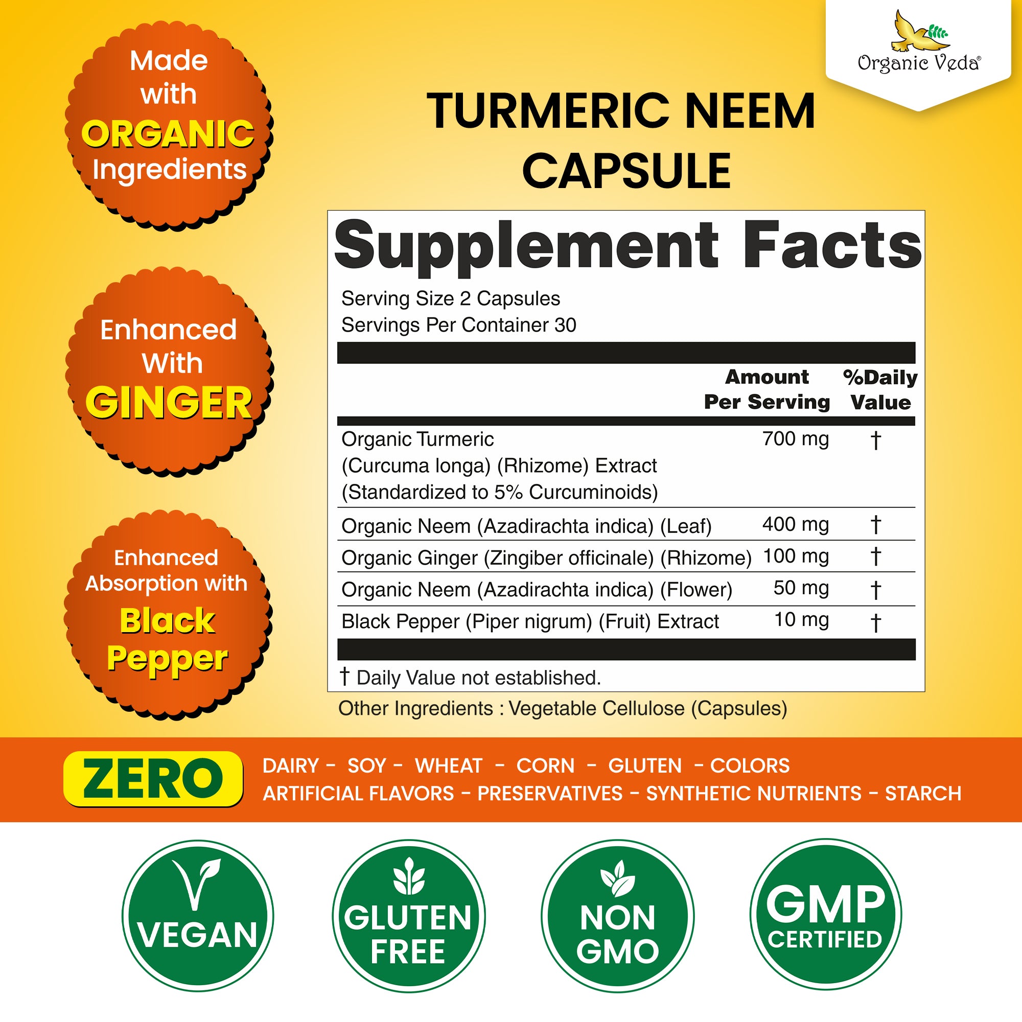 Organic Veda Turmeric Neem Capsules
