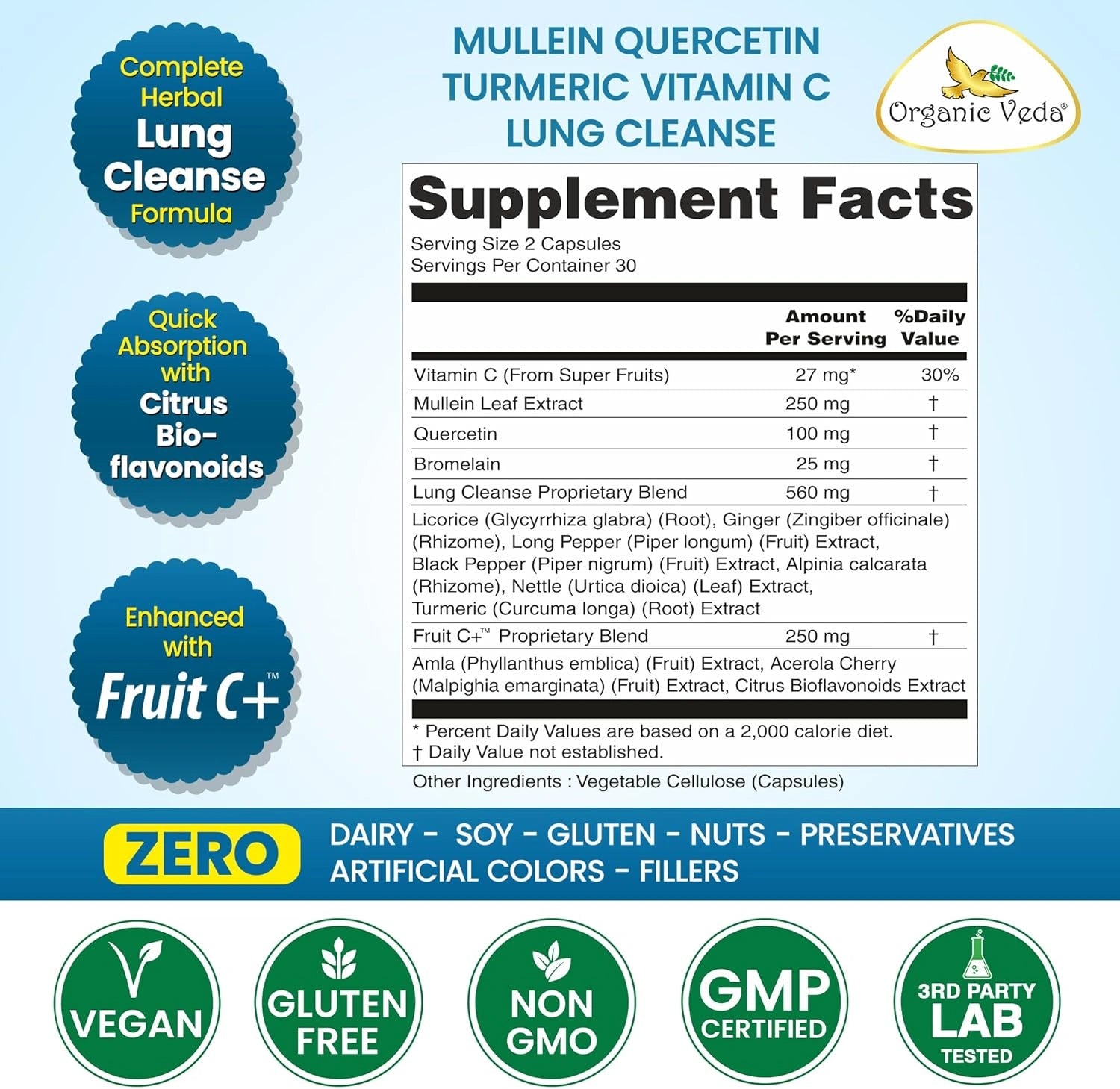 Mullein Quercetin Turmeric Lung Cleanse Capsules