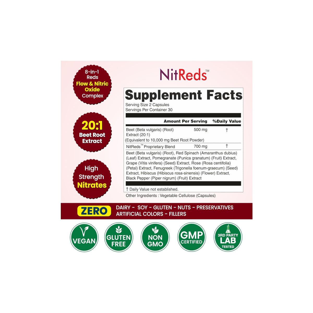 NitReds Beet Root Nitric Oxide Capsules OrganicVeda USA